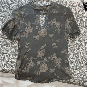 Flower embroidered blouse